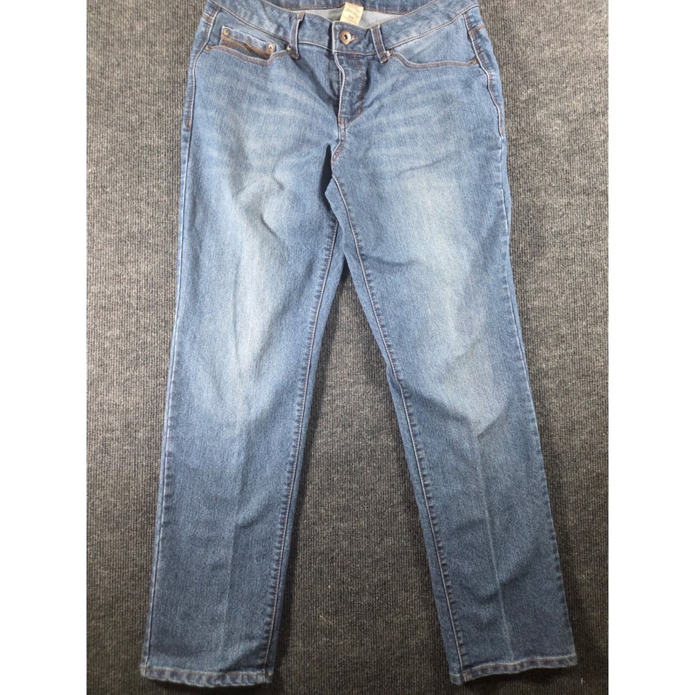 Faded Glory Womens Medium Wash Straight Leg Denim Jeans Blue Mid Rise 14A‎